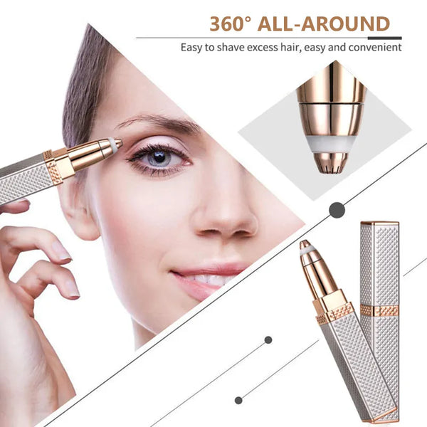 2-in-1 Flawless Facial Hair Remover & Eyebrow Trimmer | USB Rechargeable, Painless & Portable
