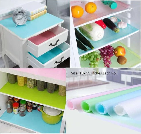 Refrigerator, Table & Drawer Mats | Shelf Liners, Washable & Waterproof Roll Size is 45 cm x 150 cm(Random Colors)