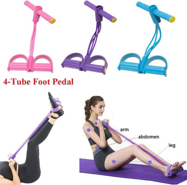 Tummy Trimmer | Foot Pedal Resistance Band Elastic Sit-up Pull Rope | Yoga Fitness Gym | Elastic Pull Ropes
